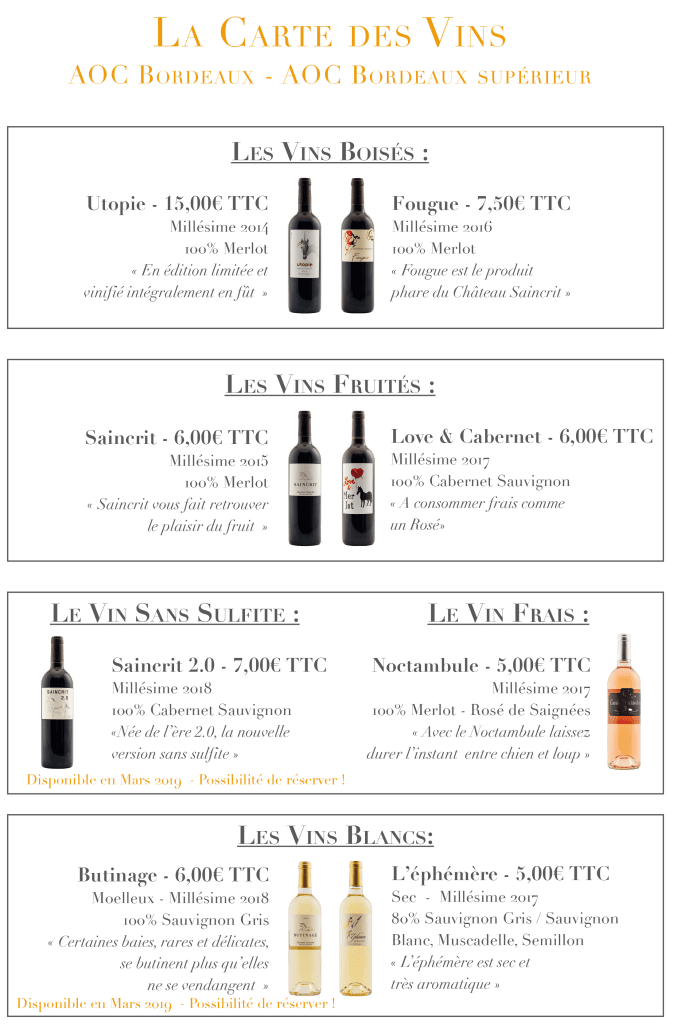 Chateau Saincrit tarifs